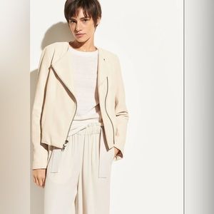 NWT $995 Vince Cross-front Lamb Leather Jacket In Rosewater